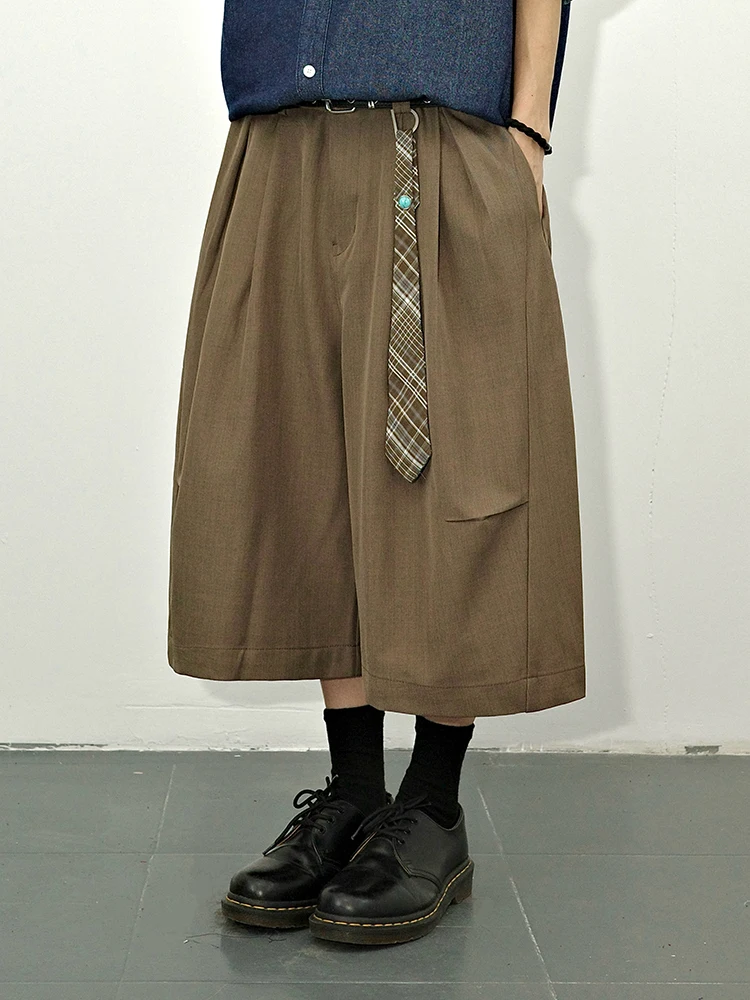 

Guluwoo Summer Vintage Casual Wide Leg Seven-Foot Pants High Waist Loose Grey Suit Shorts Women's High Waist Loose Fit Cotton...