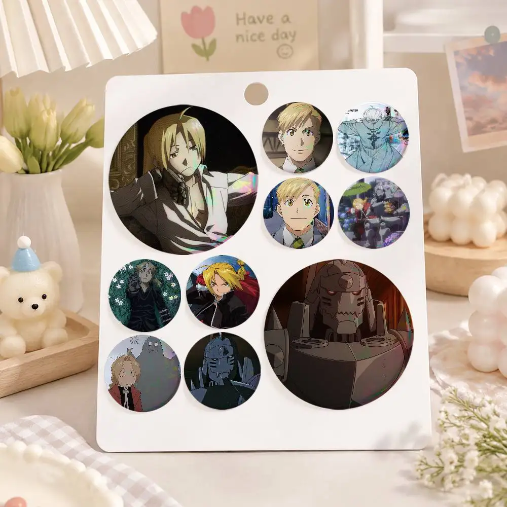 A-Alphonse Elric Badges 25 32 44 58 75 Mm Round Cosplay Pin Bag Decor Fans Collect Friends Gifts Brooch Souvenir