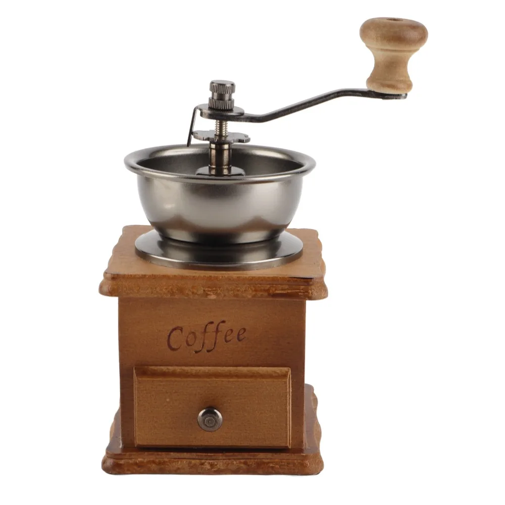 Retro Style Manual Bean Grinder Vintage Crude Wood Ceramic Grinding Core Hand Coffee Grinder Portable Mini Household