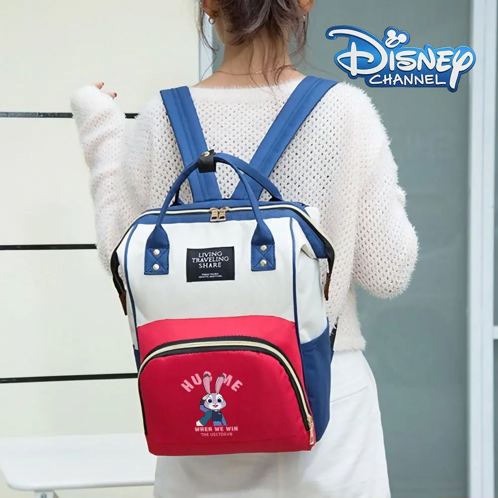 Zootopia Chibi-Print Wasserdichter Wickelrucksack Leichter Nylonrucksack für Aktive Mütter mit Niedlichen Tierfiguren