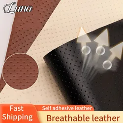 Breathable Leather Sticker for Car Seat PU Self Adhesive Leather Patch Sofa Bags Perforated Artificial Leather Repair Patches