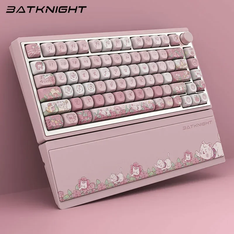 Imagem -02 - Batknight-teclado de Jogo Mecânico sem Fio Descanso Bluetooth Gamer Hot-swap Bk75 Liga Rosa Tri-mode Bk75