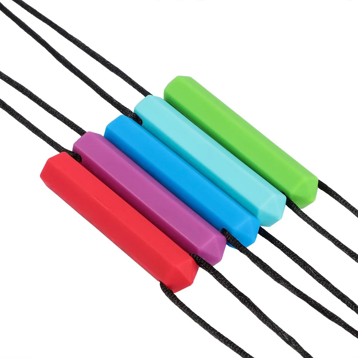 1개 아기 치아발육 목걸이 실리콘 어금니 막대 내구성 안전 유아용 치발기 펜던트 보라색 끈 80cm 잇몸 통증 완화 씹기용