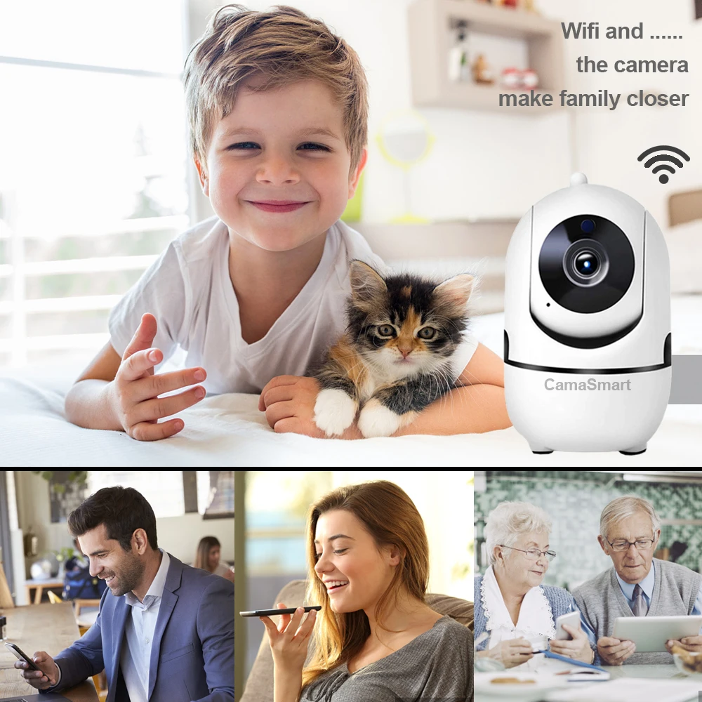 1080P Indoor Wifi Camera PTZ Rotation 355° Baby Monitor with Infrared LED Night Vision Motion Detection Alarm Push Ycc365plus
