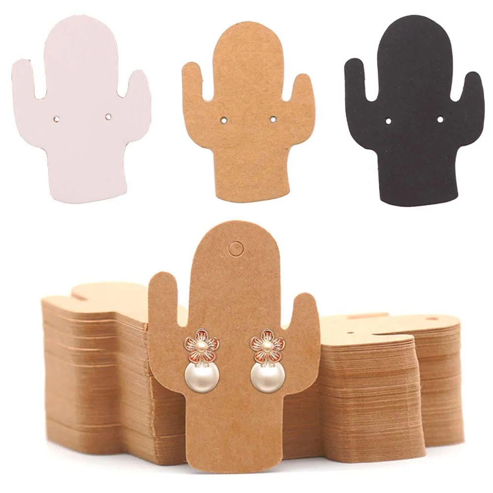 100pcs Cactus Earring Display Card Paperboard Self Sealing Bags For Ear Studs Jewelry Gift Packaging Hanger Display Organizer