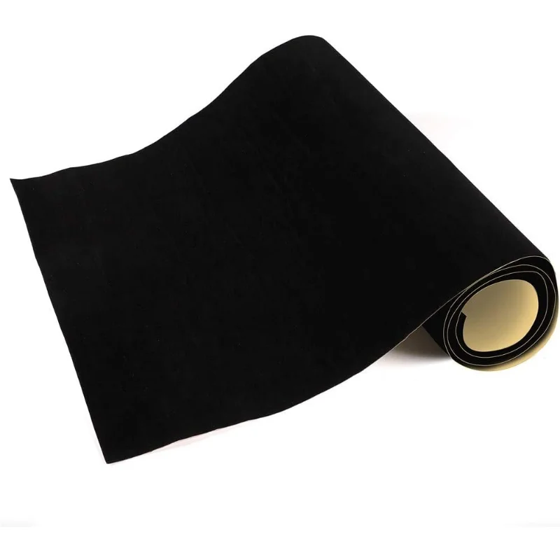 25cm*1m/3m/5m/10m Schwarzer beflockter Plüschstoff, selbstklebender Samtstoff, klebender Veludo-Stoff für Schmuckboxen und Autoinnenräume, 1,2 mm – Detail 2