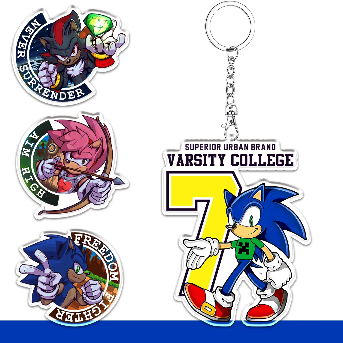 6cm Anime Sonic The Hedgehog Acrylic Keychain Accessaries Cartoon Bag Pendant Gift Cute Bag Charm Keyring Friend Kids Gifts Toys