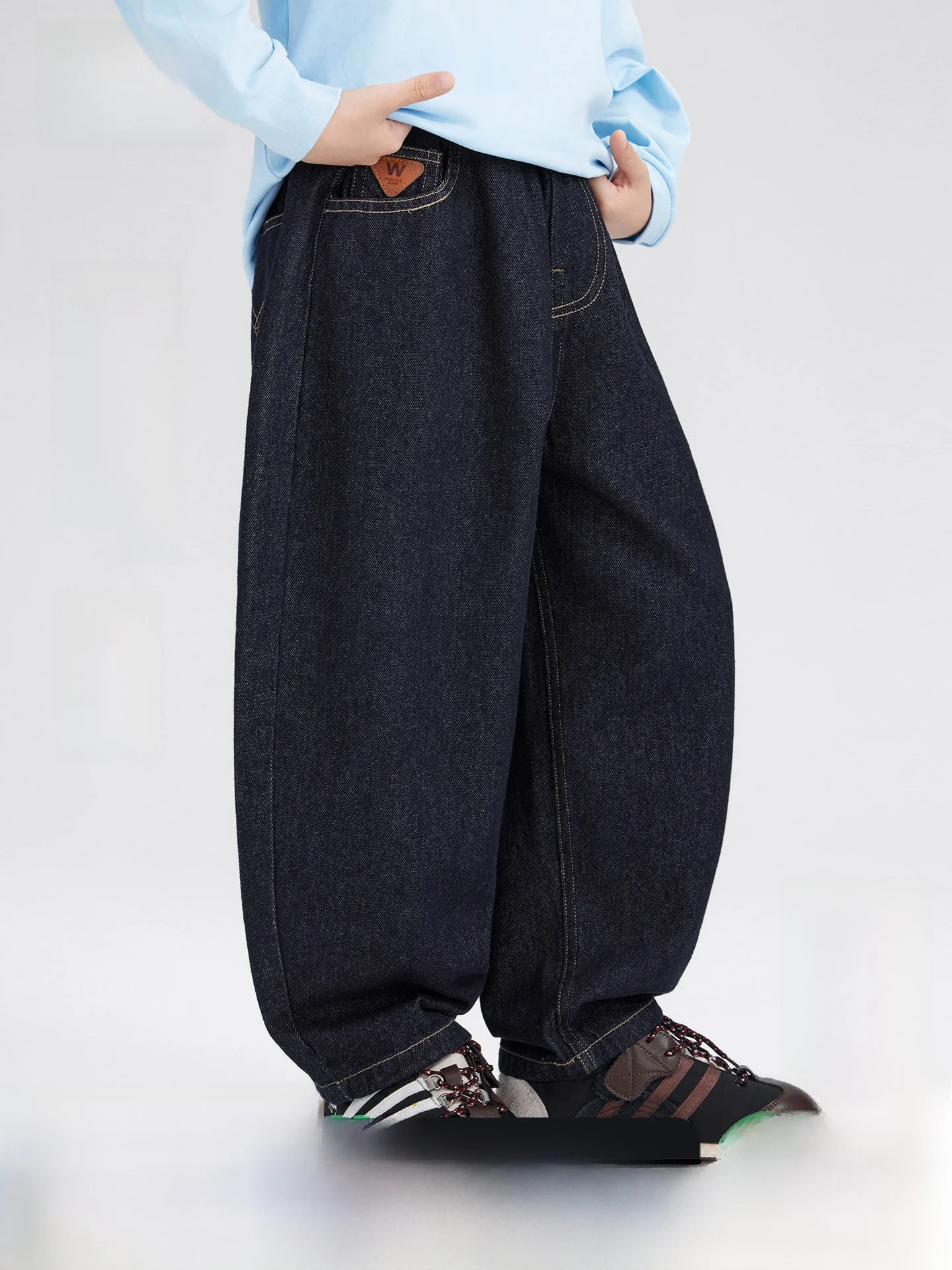 Retro Wide Leg Children's Jeans Boys' Long Trousers Wear Resistant Color Fastening Fashionable Kids' Denim Pants Autumn 2026
