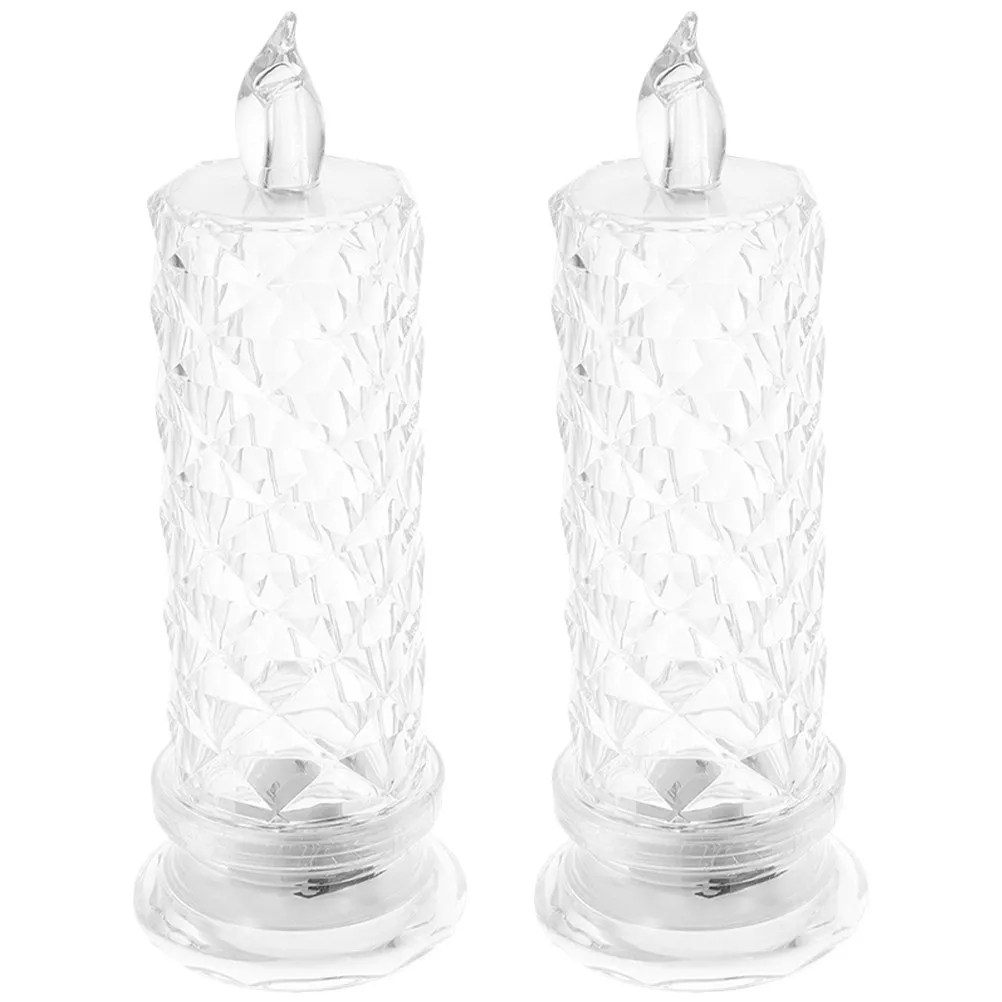 2Pcs LED Lights Flameless Electric Candles Compact Night Light for Bedside Desk Shelf Wedding Dinner Party Decor Accent