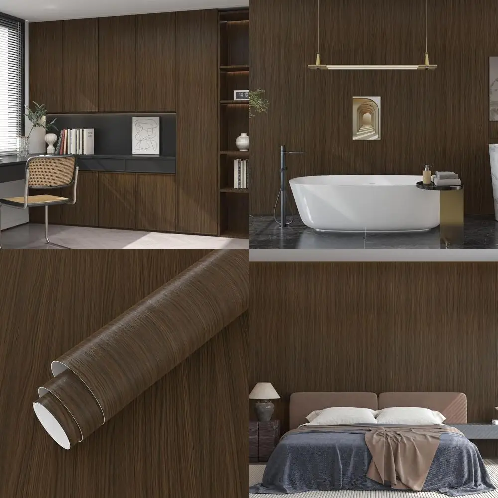 

Утолщенная контактная бумага из коричневого дерева, водонепроницаемая и съемная, идеально подходит для столешниц, шкафов и комнат, 30,3 x 591