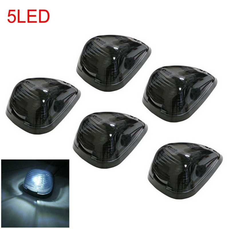 5Pcs Cab Roof Marker Light With White LED For 99-16 Ford F-250 F-350 F-450 F-550