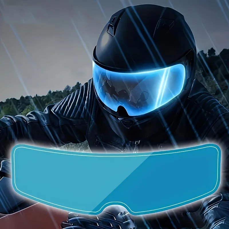 

2pcs Motorcycle Helmet Anti-Fog & Rainproof Film - Durable PET Nano-Coating for Clear Vision, Fits All Bike Helmets, Adult