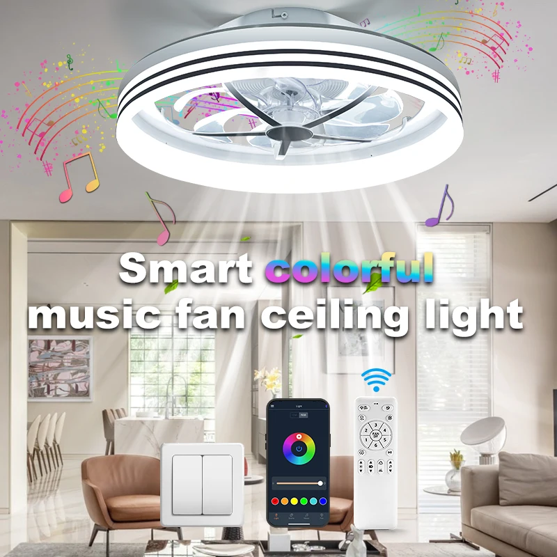 Ceiling Fan with LED Light Remote Control 17 Modes Dimmable Fan Lamp Smart Ceiling Fan Light for Living Room Bedroom Restaurant