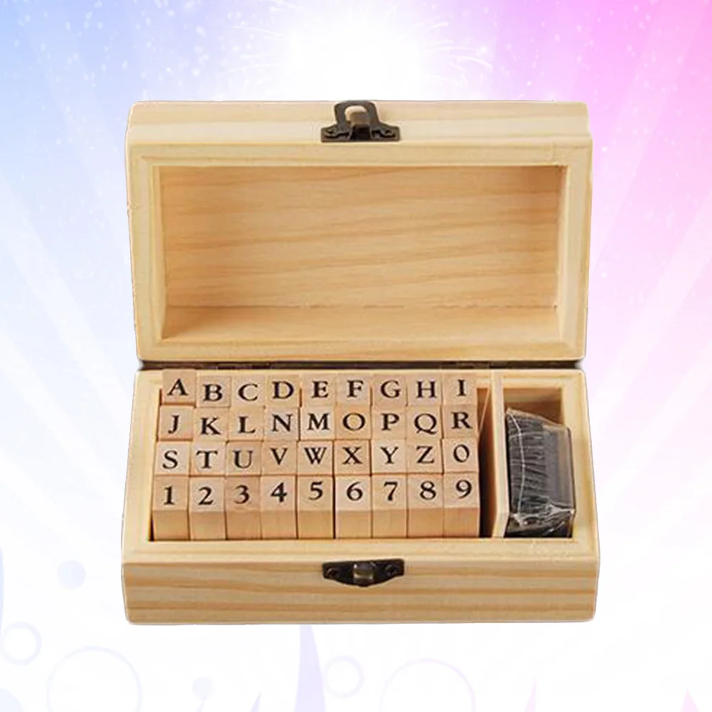 

45pcs Creative Wooden Stamp Set English Letter Arabic Number Seal Encouragement Stampers For Art Craft Birthday Diy With