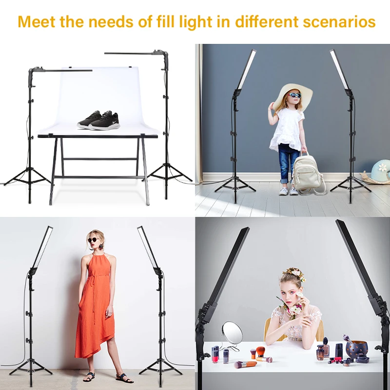 Photography Lighting Stick, LED Video Light Kit with Stand Dimmable Bi-color 3200-5500K for Live Streaming Portrait Vlog, 50W