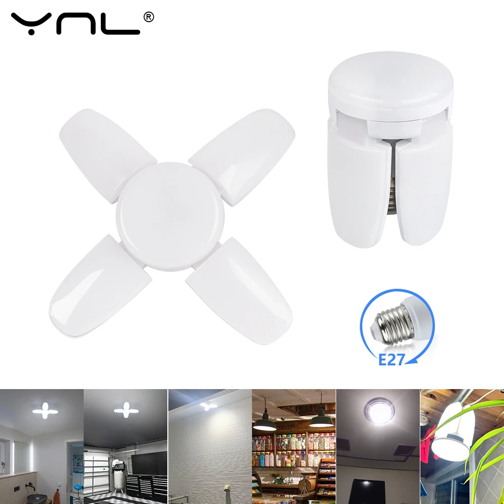 

LED Light Bulb E27 Folding Fan Bulb 28W AC 110V 220V Foldable LED UFO Lamp Cold White Spotlight 360 Degrees Lampada LED Lamp