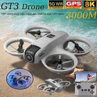 GT3 Mini Drone 5G 8K GPS Professional HD Aerial Photography Dynamic Lighting Remote Control Aircraft Optical Flow Quadcopter Toy