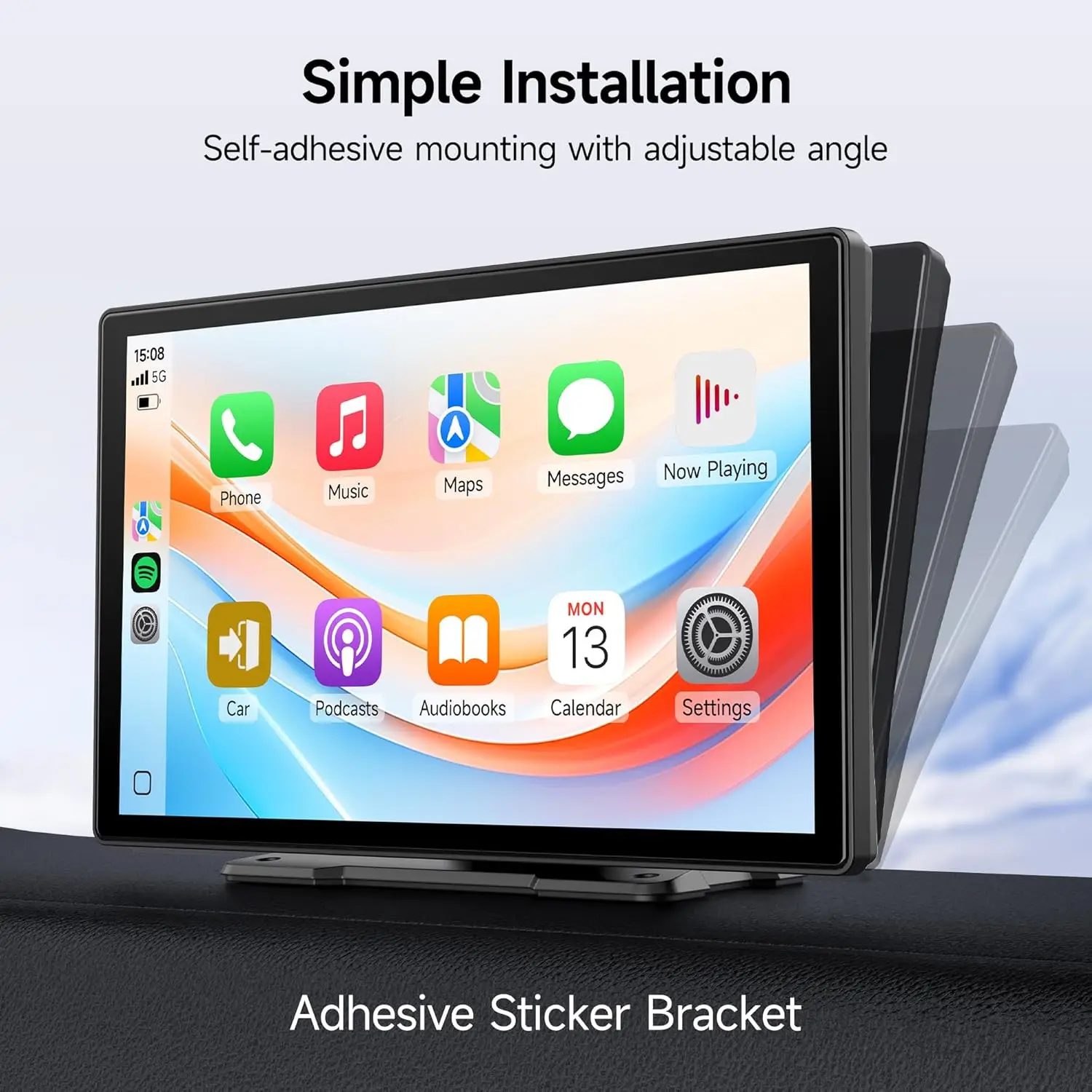 9인치 무선 카플레이 안드로이드 오토 터치스크린, 4K 블랙박스 및 후방 카메라, 블루투스 GPS 네비게이션 FM 시리 미러링크