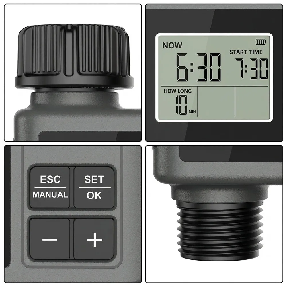 Programmable Water Timer with Rain Delay Mode and Manual Watering Option Designed for Accurate Irrigation in Gardens and Lawns
