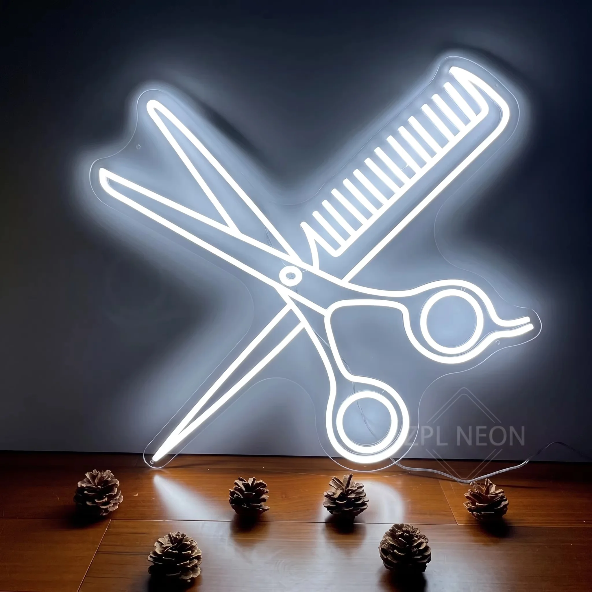 Scissors Neon Sign for Business-Adjustable Brightness Neon Lights Sign for Party Bar Salon Stores Shop Hotel Wall Decor