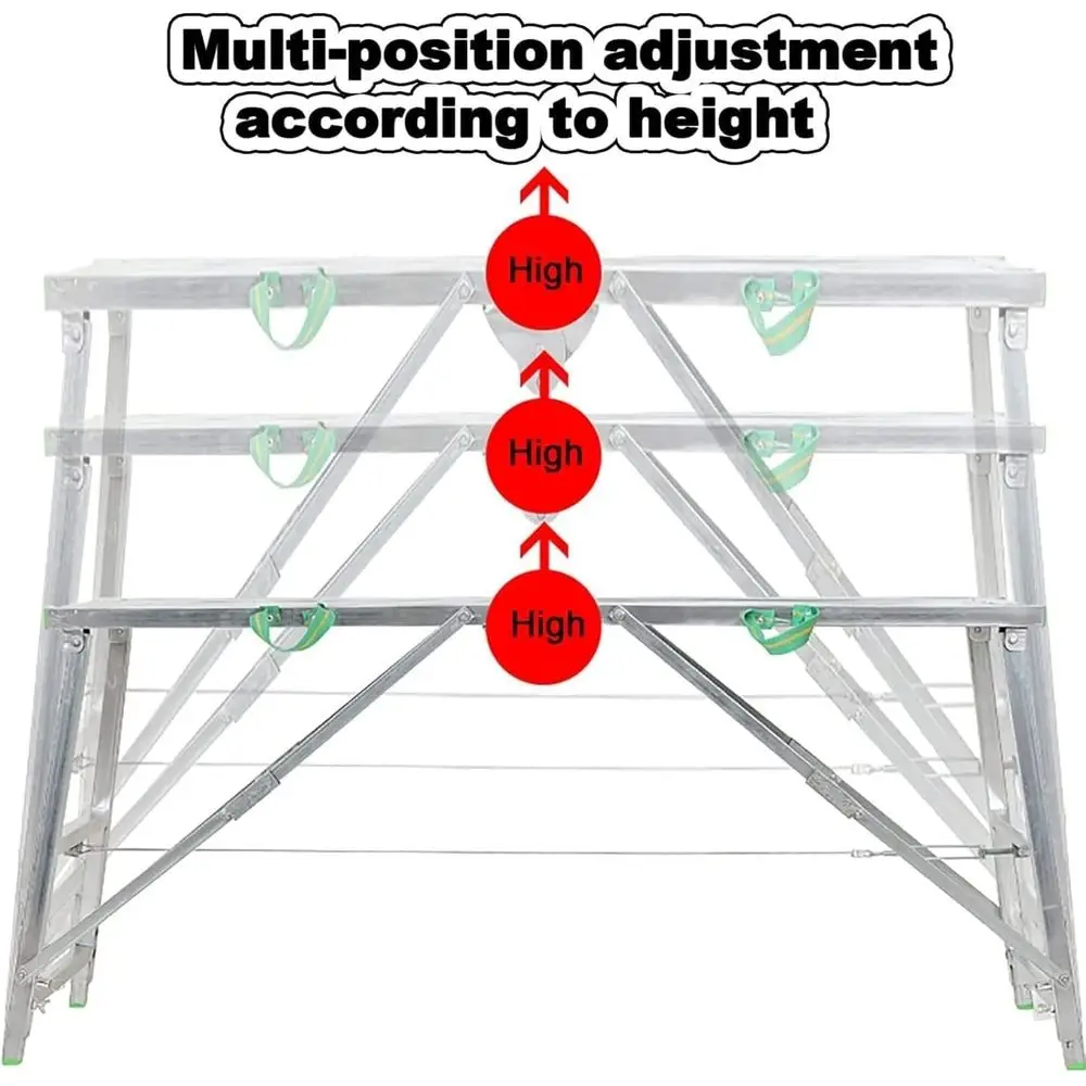 Adjustable Height Steel Scaffold Ladder Tower Stool - 140cm Multi-Purpose
