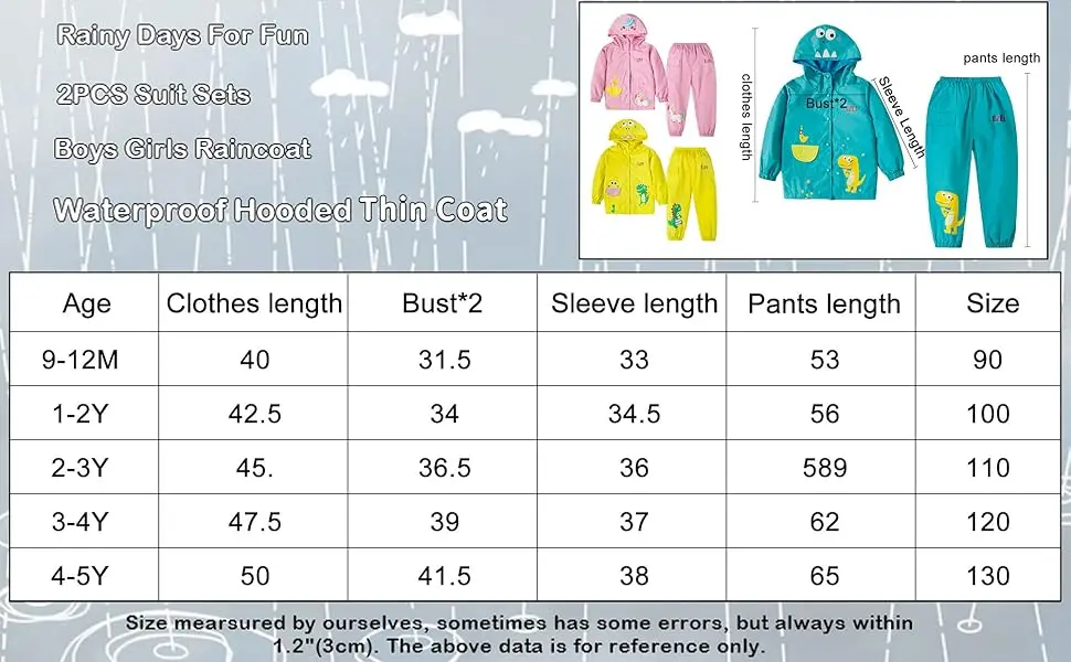 Herbst Winter Einhorn Druck Wasserdichte Kapuze Jacke + Hosen Anzüge Kinder Mädchen Jungen 2 stücke Casual Outdoor Regenmantel Sets Für kinder – Detail 1