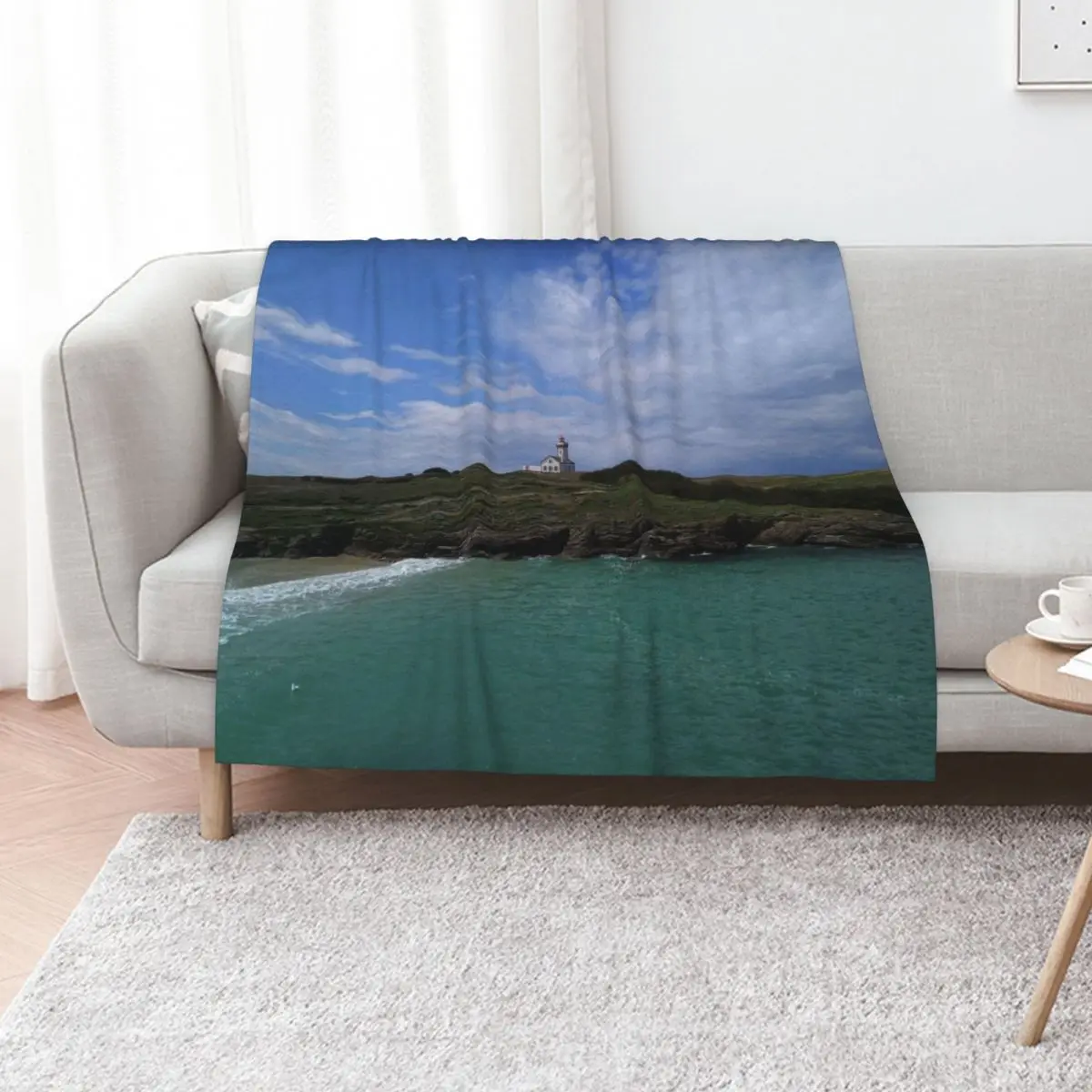 

The lighthouse of the Poulains Belle-le-en-Mer Throw Blanket Thin Blankets For Baby Blankets For Bed Plaid Blankets
