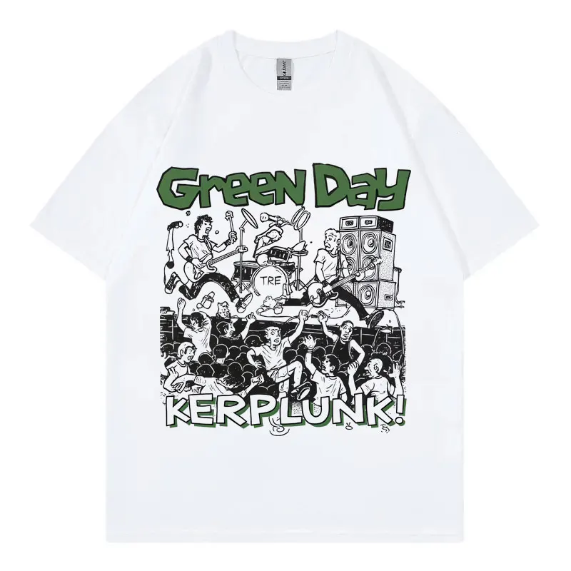 

Limited Green Day Band Graffiti Print T-shirt Fashion Rock Short Sleeve T-shirts Men Women Casual Vintage T Shirts Streetwear