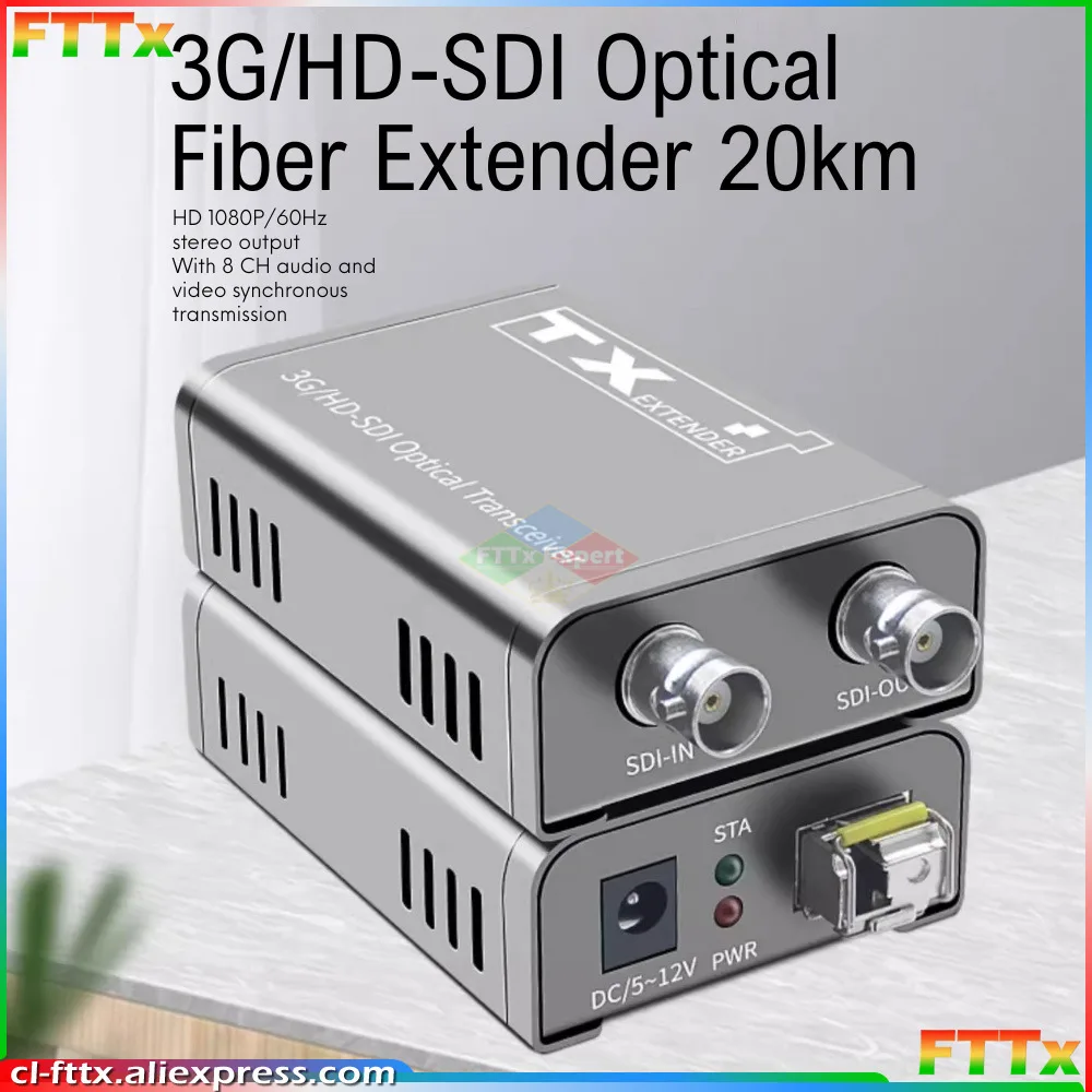 1080P 3G HD SDI Fiber Optic Extender Converter 20km Local SDI Loop Over LC Fiber Cable For DVD Camera To TV Monitor