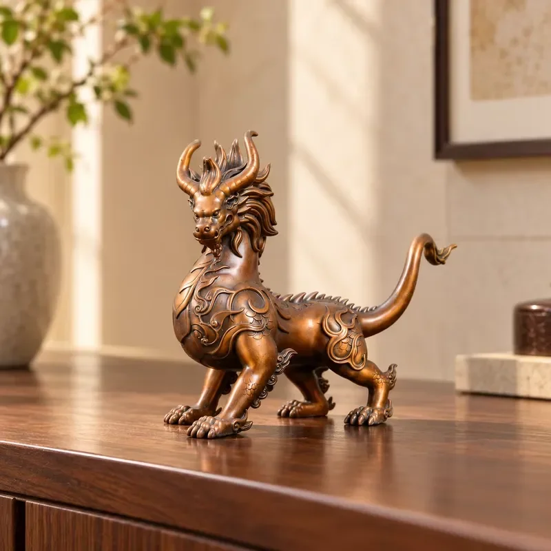 Custom bronze retro metal creative crafts decoration Chinese dragon bronze statue, suitable for home office desk decoration