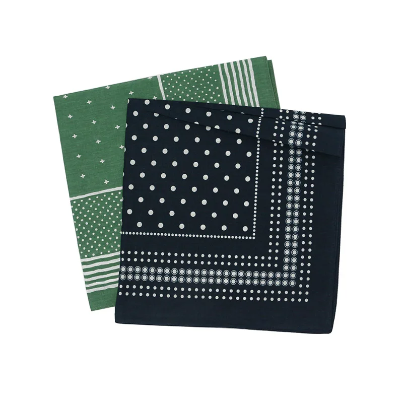 Green Dark Navy New Dots Bandanna Cotton Women/Girl Headband Men Pocket Square Scarf Headwear Headscarves Hair Bands