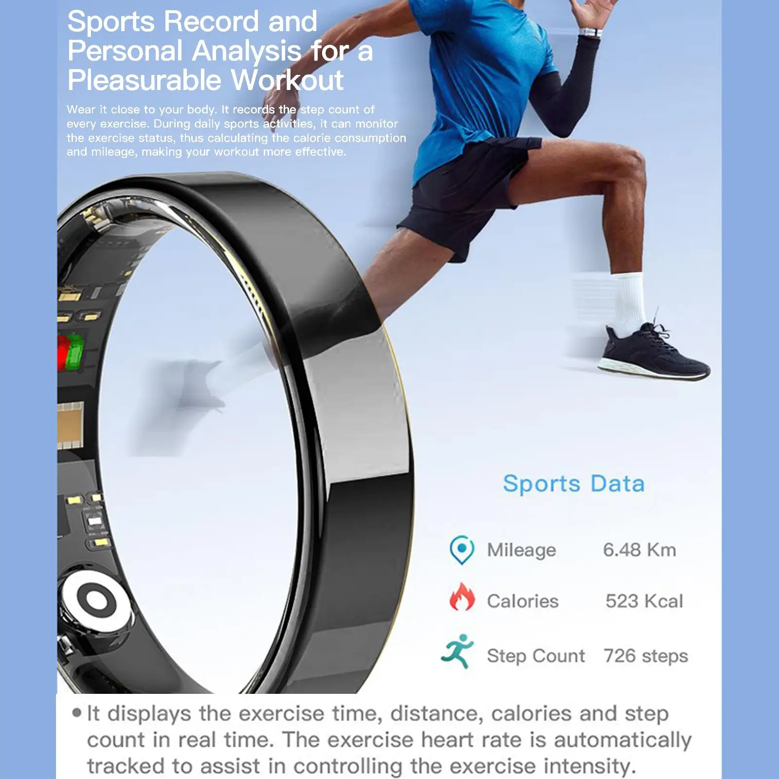 

Кольцо здоровья Водонепроницаемый HR Монитор стресса Водонепроницаемое кольцо Носимое устройство дистанционного слежения за здоровьем Менеджер здоровья для упражнений