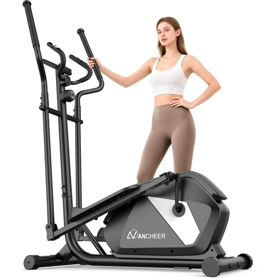 آلة بيضاوية الشكل المنزلية مع نظام مغناطيسي فائق الهدوء 14 مستويات مقاومة 15 بوصة سترايد ماكس 400 رطل إطار فولاذي فضي