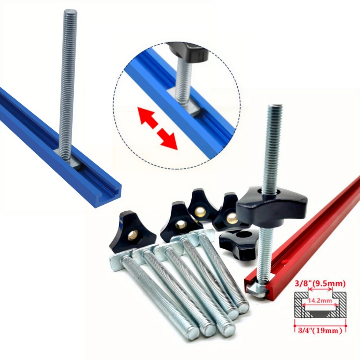 Jeu de boulons et d'1948 en T, gabarits d'outils de travail de calcul, fixation d'établi à vis, fixation à fente en T, outil de banc de travail de calcul de bricolage, paquet de 1/5
