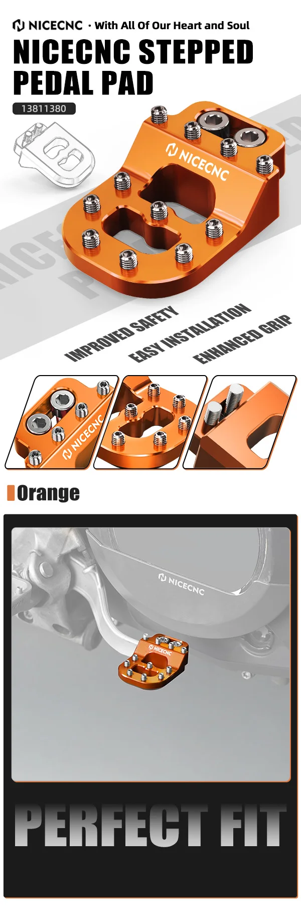 Abgestuftes Bremspedal-Spitzenpolster für Husqvarna 701 Beta RR/RR S KTM SX/SXF 390/790/890/1050/1190/1290/1090 Adventure/R Sherco SEF – Detail 1