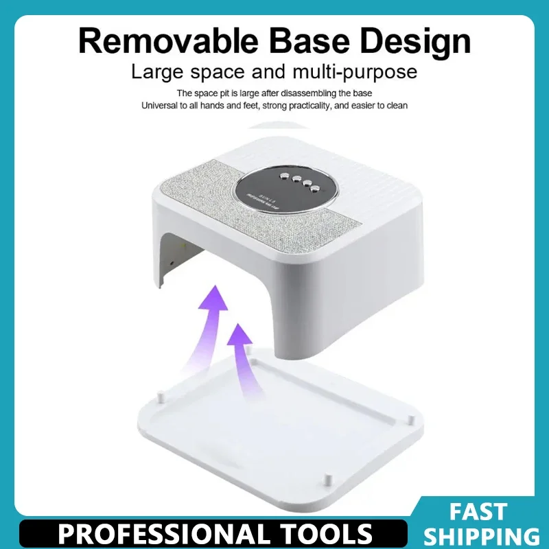 

УФ-лампа для ногтей 45LED высокой мощности для сушки геля с ЖК-экраном, съемным основанием, для домашнего использования, инструмент для педикюра