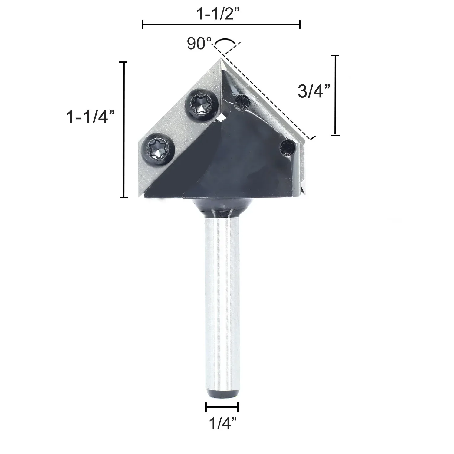 ALLSOME 1/2 Inch 1/4 Inch 8mm Shank Dual Blades 90 Degree V-Groove Router Bit Carbide Insert Wood CNC Router Bit