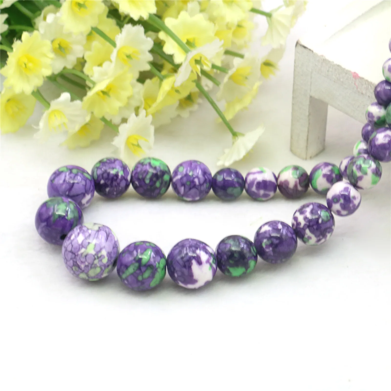 6-14mm Round Purple Green Multicolor Rainbow Necklace Natural Stone Women Neckwear Hand Made DIY Fashion Jewelry Making Design