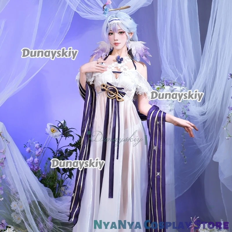 Fanart Robin traje de baño Cosplay disfraz juego Honkai Star Rail Robin blanco vestido de mujer trajes de vacaciones de verano para fiesta de Halloween