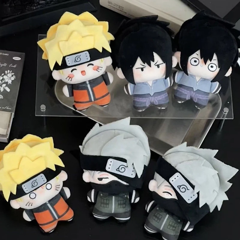 Neuer Naruto Anime Plüsch-Schlüsselanhänger 10cm Niedlicher Uzumaki Naruto Uchiha Sasuke Hatake Kakashi Stoffpuppen-Anhänger Weiches Cartoon-Spielzeug Geschenk