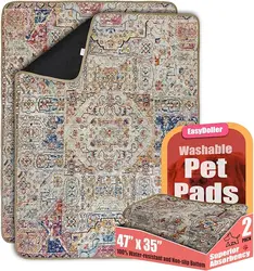 2pcs Bohemian Pee Pad for Pet Dogs Cats，46.8x35“ Reusable Puppy Pads Super Absorbent Leakproof Dog Training Pads, Non-Slip Potty