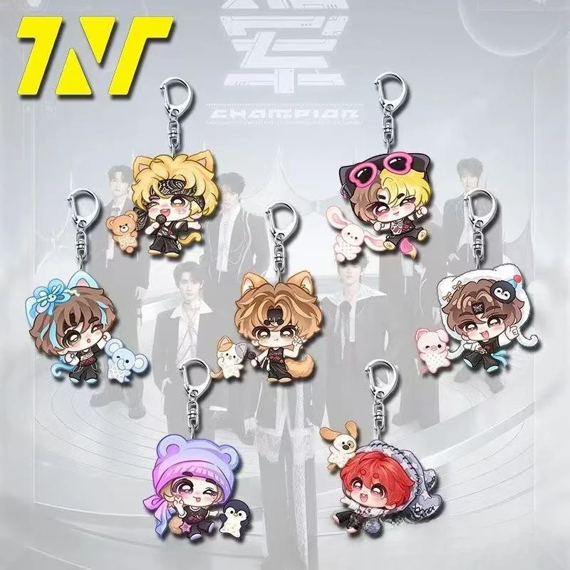 Male Celebrity Q Version Peripheral Acrylic Keychain Song Yaxuan Zhang Zhenyuan Trendy Creative Keyring Backpack Cartoon Pendant