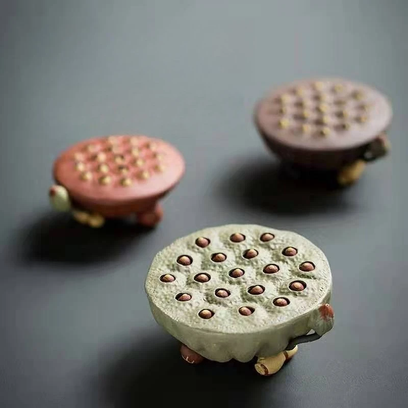 

LTT purple sand can raise lotus pod tea pet ornament handmade coarse pottery tea play tea set accessories