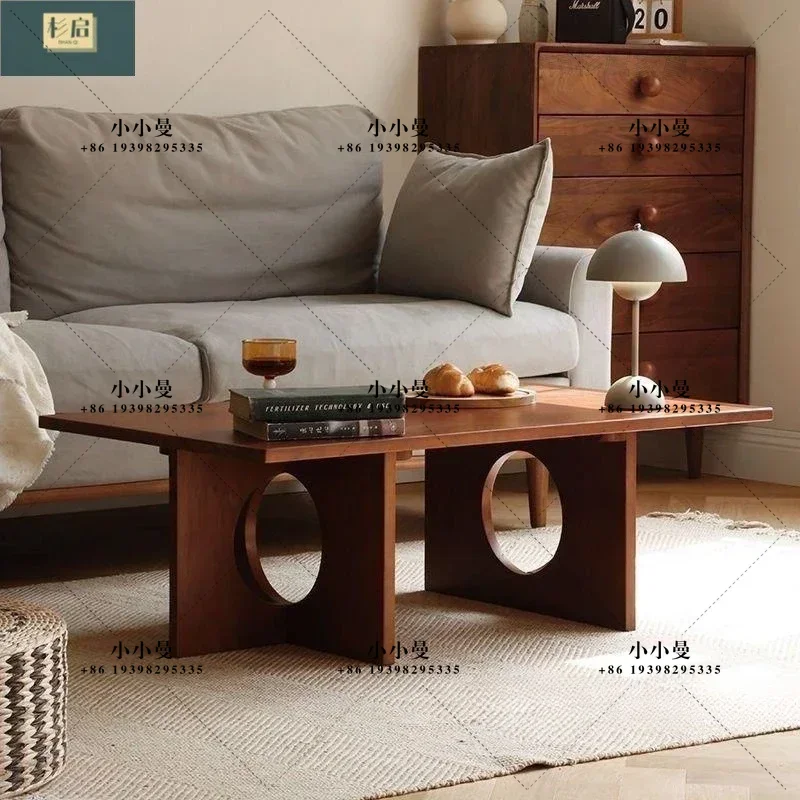 North American medieval solid wood log light luxury living room home Nordic simple small apartment modern tea table