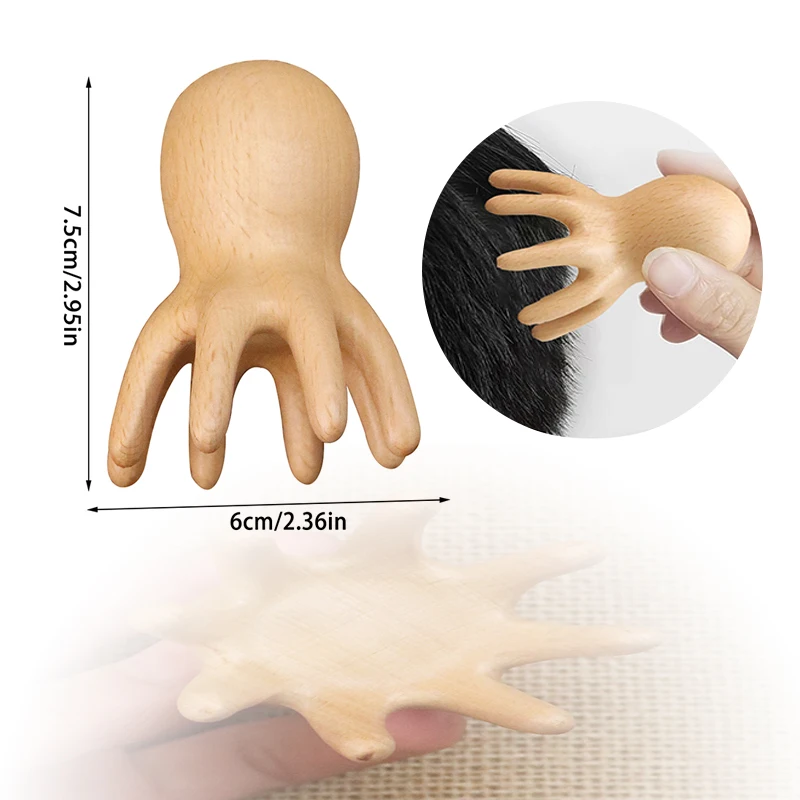 

Massage Brush Sandalwood Octopus Massage Comb Head Meridian Scraping Scalp Acupuncture SPA Gua Sha Massage Comb Fatigue Relief