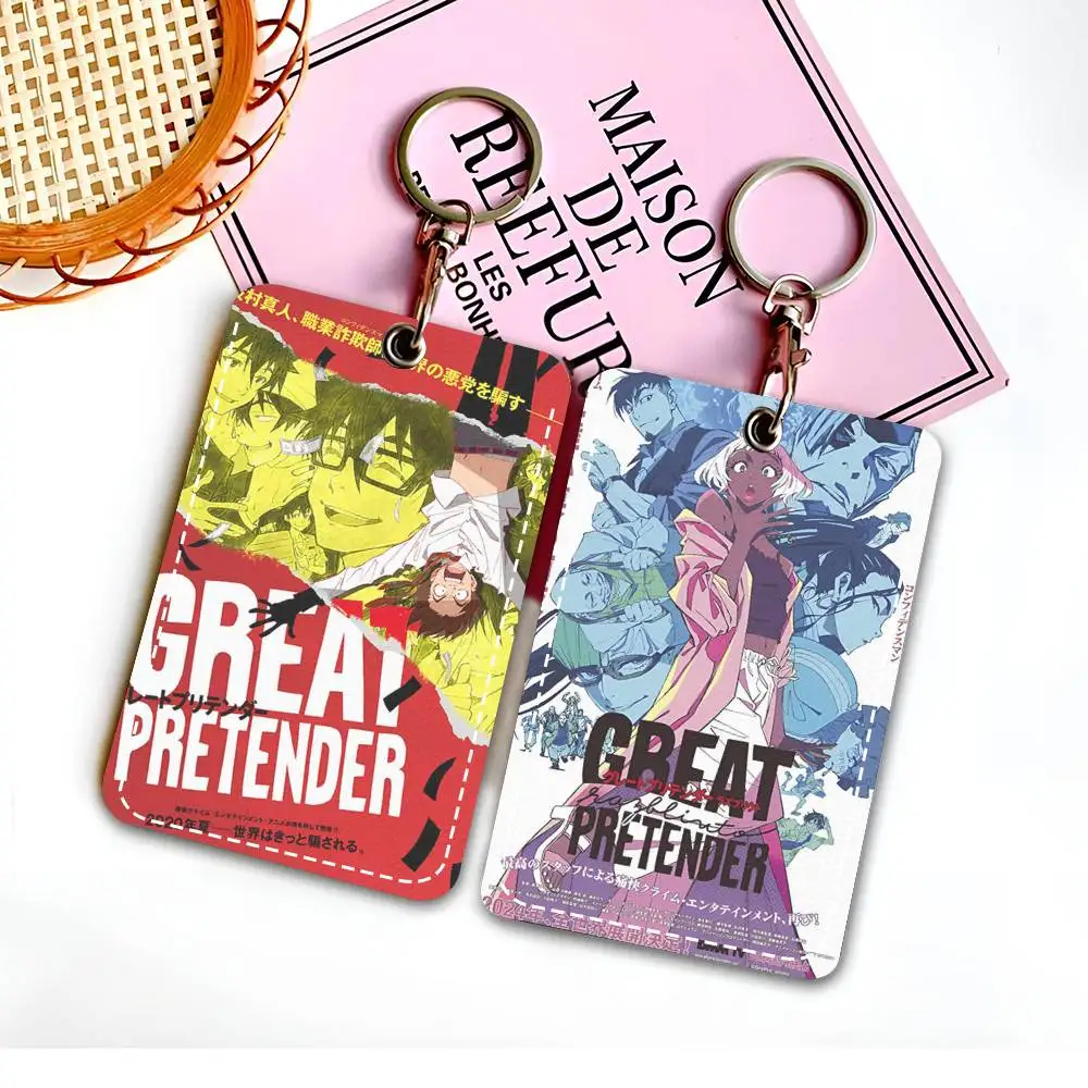 Porta-Cartões Retangular de Couro Great Pretender com Chaveiro e Argola para Chaves