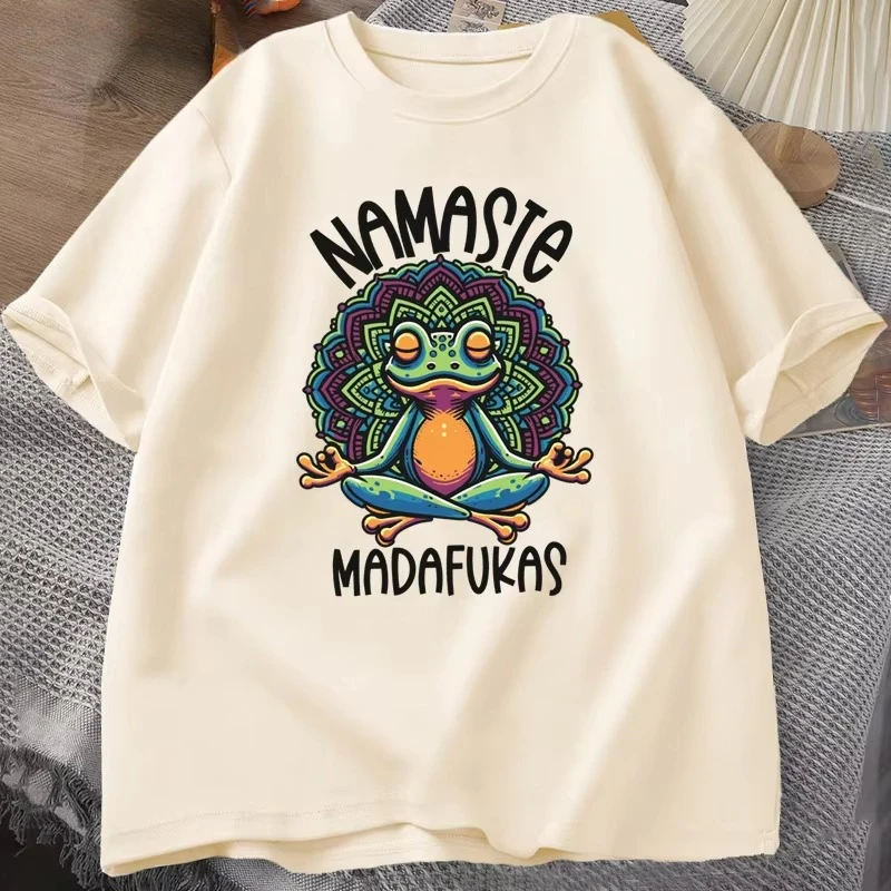 Funny Yoga T Shirt Frog Self Care T-Shirt Cotton Short Sleeve Positive Cottagecore Namaste Tee Men Women Mens Clothes Streetwear