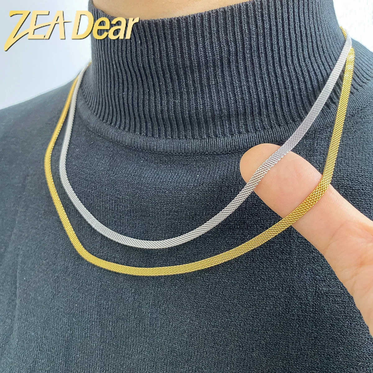 ZEADear Jewelry Snake Link Chain Stainless Steel Herringbone Choker Necklace For Women Men Unisex Jewellery Waterproof