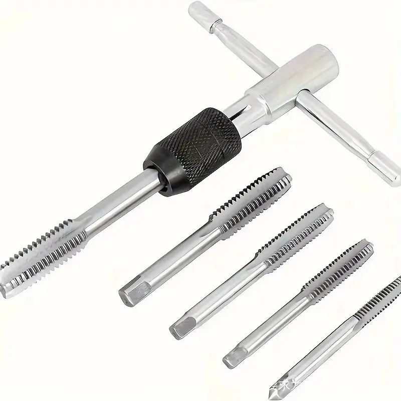 6pcs Hand Tap Kit Tapping Holder Hand Tool Thread Restorer Drill Tap Repair Thread