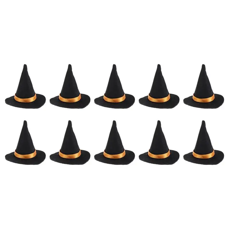 

10pcs Mini Witch Hats Handmade Wine Bottle Decor Wine Bottle Dress Up Bottle Cover Set Halloween DIY Crafts ( Witch Hat)